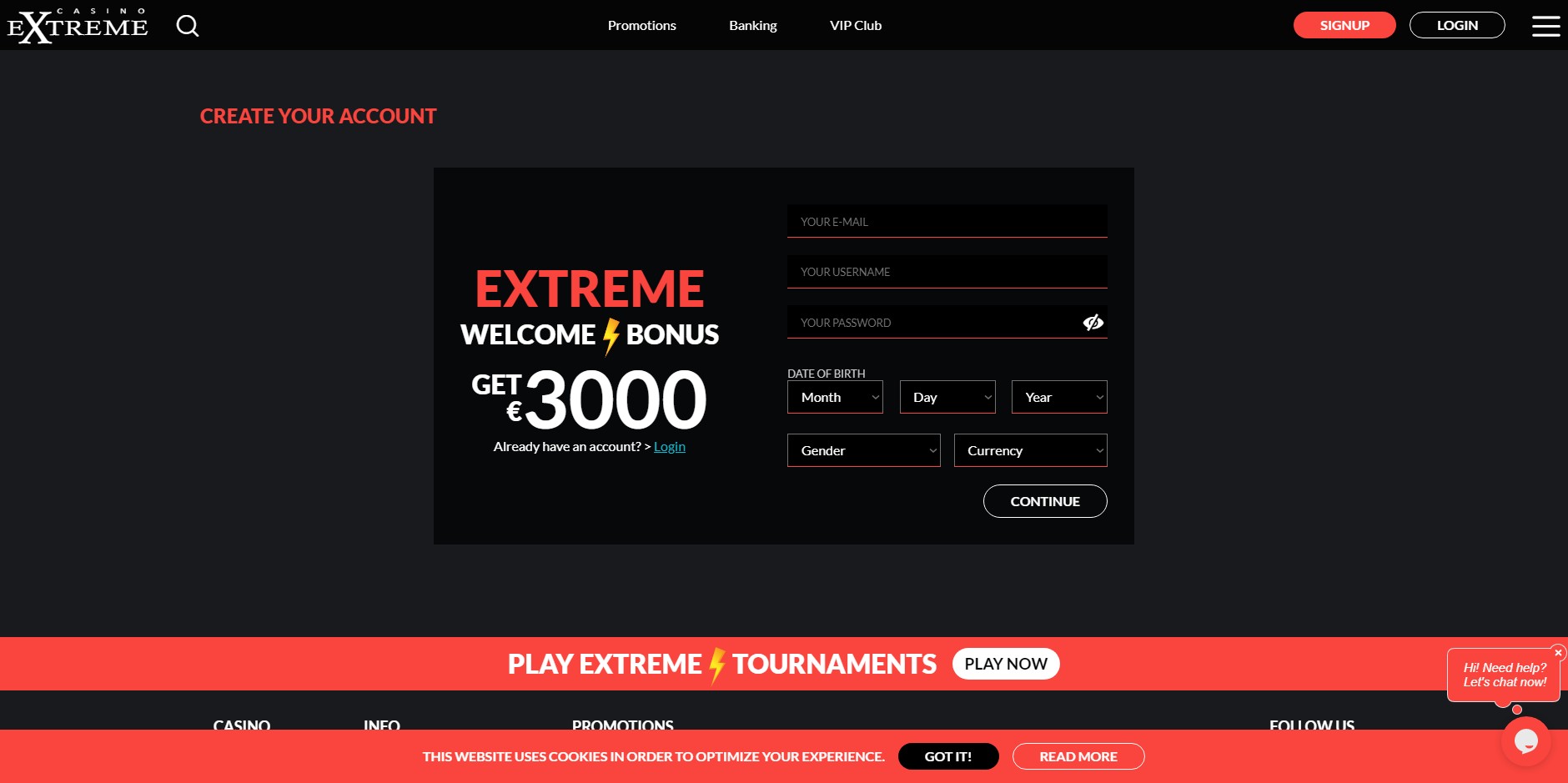 Casino Extreme Signup
